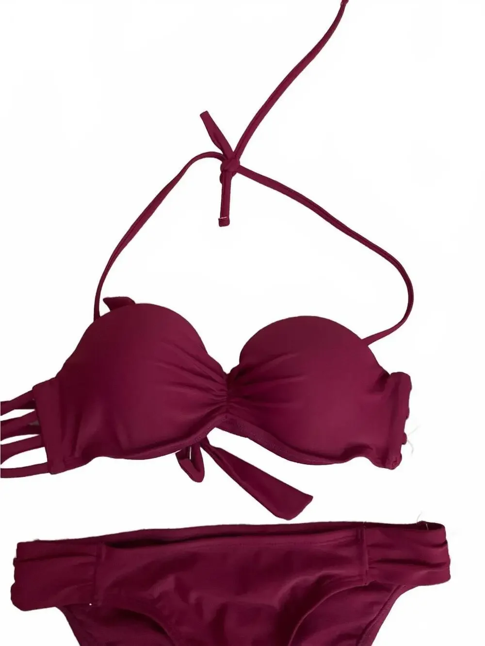 NWT California Waves Two-Piece Bikini Swimsuit Set in Burgundy, Size Small